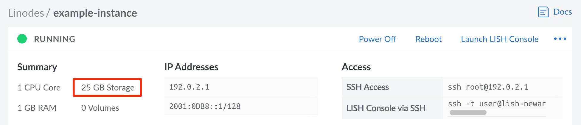Screenshot of a Compute Instances total storage Screenshot of a Compute Instances total storage